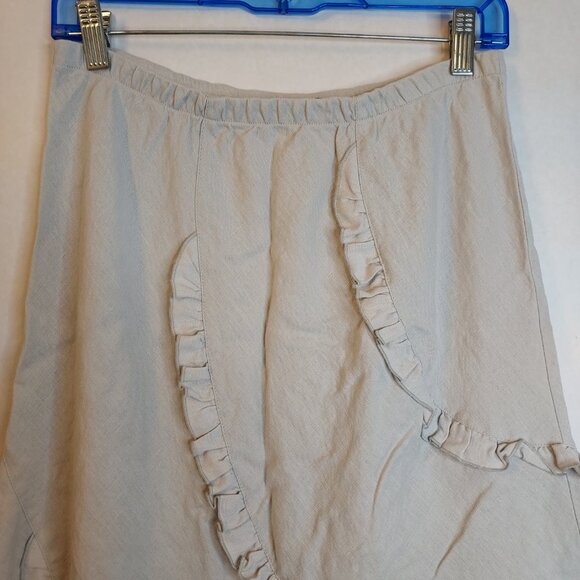 Chalet Linen Maxi Skirt Women's L Ruffles Elastic Pull On Waist Resort Vacation - Picture 2 of 10